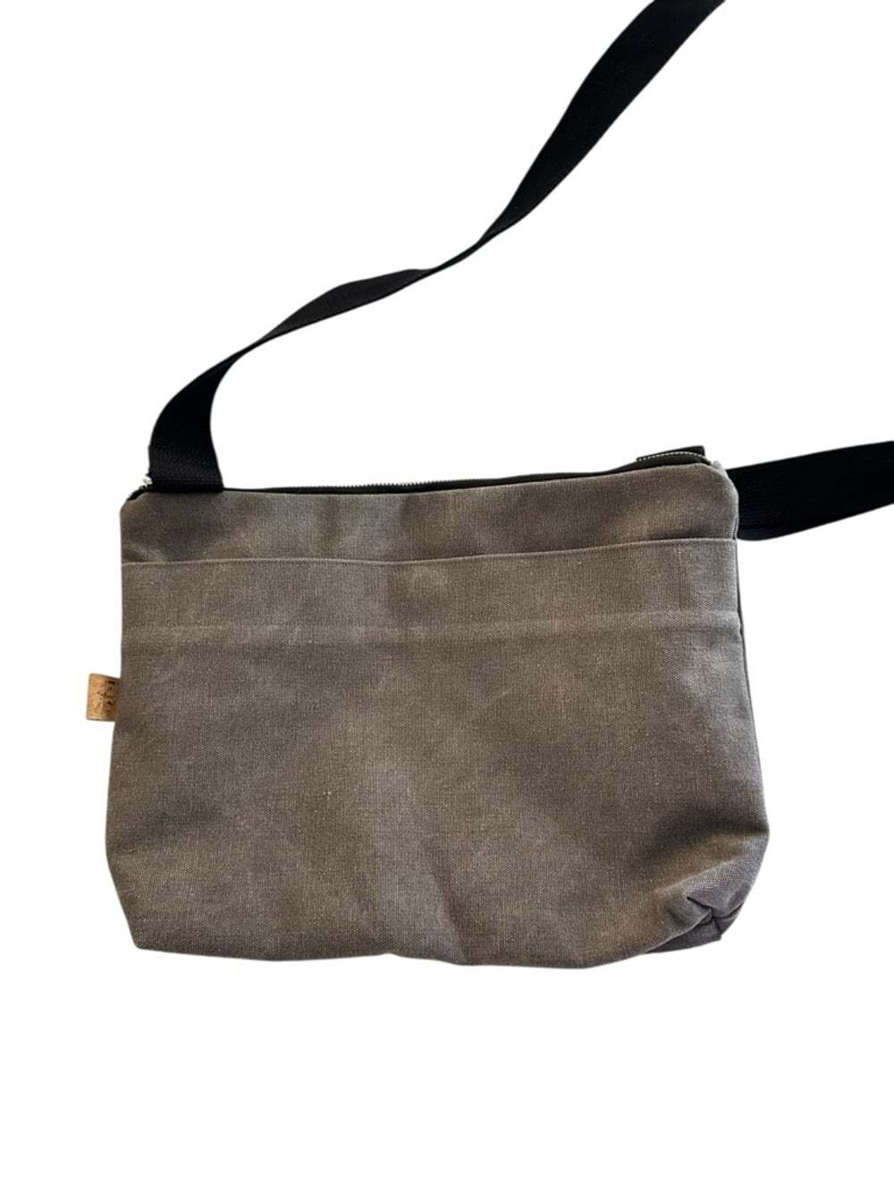 FETCE Crossbody Bag Gray Canvas Minimalist Travel Purse Adjustable Strap